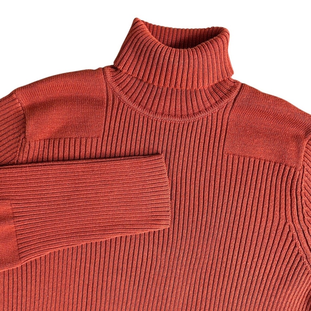 VTG Express Men's Burnt Orange Ribbed Turtleneck Precision Fit Sweater Size L
